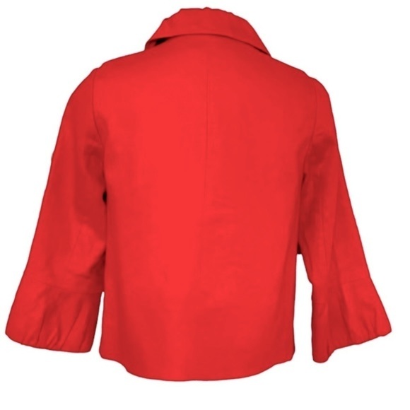 J. CREW Linen Orange One Button Bell Sleeve Jacket Size 4 - Picture 4 of 7